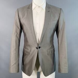 DOLCE & GABBANA Size 38 Grey Cotton Silk Peak Lapel Single Button Sport Coat